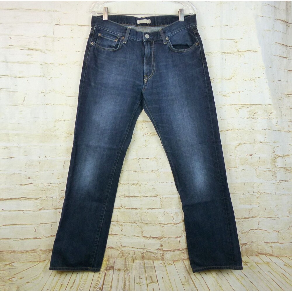 Uniqlo UJ Jean Men 33x34 (32.5x30) Blue Medium Wash Denim Straight Cotton 078957
